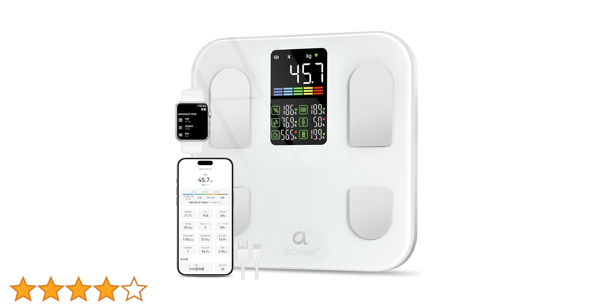 arboleaf スマート体重計 体脂肪計 61fjfYfX30L._UF350,350_QL50_.jpg